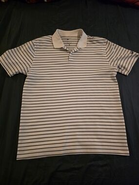 Nike White Polo with Thin Black Stripes